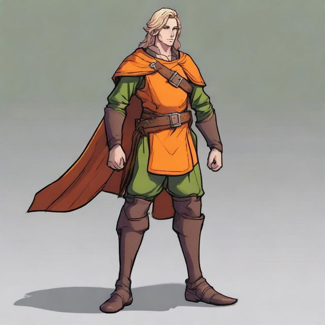 A young, slim but athletic half-elf bard with a brown complexion, standing 1