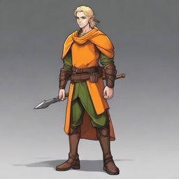 A young, slim but athletic half-elf bard with a brown complexion, standing 1