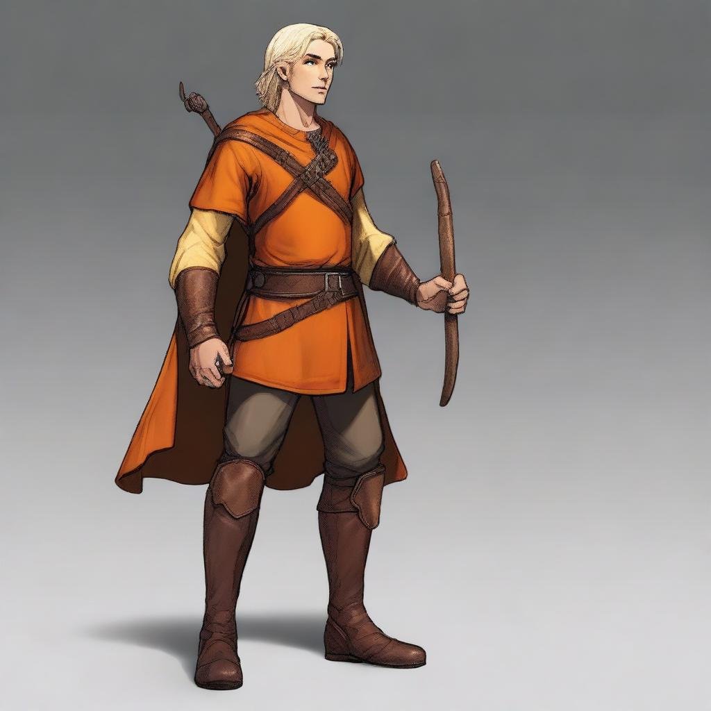 A young, slim but athletic half-elf bard with a brown complexion, standing 1