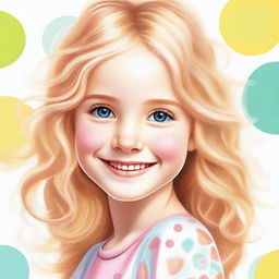 A detailed portrait of a young girl with blond hair, styled in a cute and playful manner