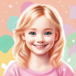 A detailed portrait of a young girl with blond hair, styled in a cute and playful manner