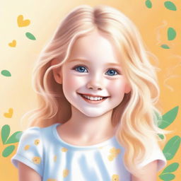 A detailed portrait of a young girl with blond hair, styled in a cute and playful manner