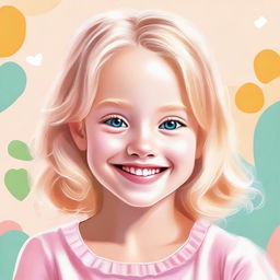 A detailed portrait of a young girl with blond hair, styled in a cute and playful manner