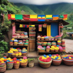 A roadside shop in a Colombian setting