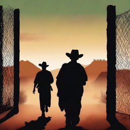 A movie poster depicting silhouettes of Indian men and women crossing the border from Mexico to the USA