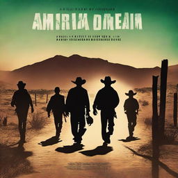 A movie poster titled 'AMRIKA MY DREAM 2' depicting Indian people entering America illegally from the Mexico-USA border