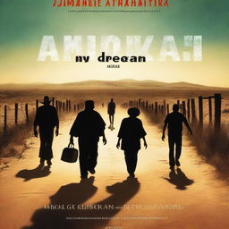 A movie poster titled 'AMRIKA MY DREAM 2' depicting Indian people entering America illegally from the Mexico-USA border