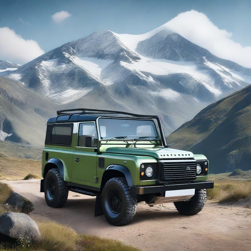 Create an image of a Land Rover Defender cabrio coupé