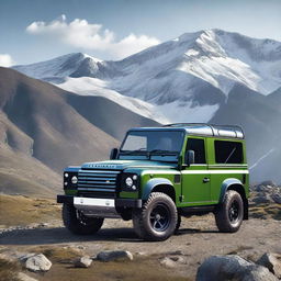 Create an image of a Land Rover Defender cabrio coupé