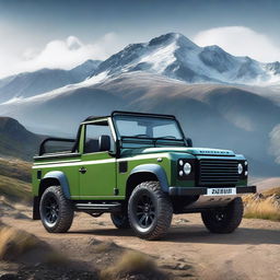 Create an image of a Land Rover Defender cabrio coupé