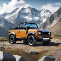 Create an image of a Land Rover Defender cabrio coupé