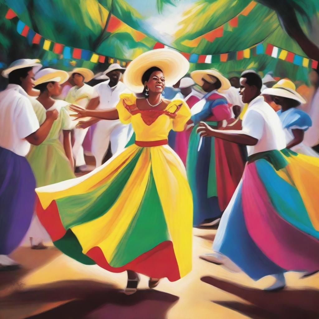 Create a vibrant and fun image of a Dominican festival scene