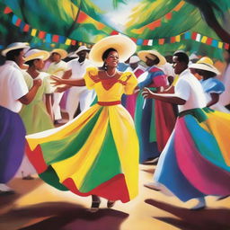 Create a vibrant and fun image of a Dominican festival scene