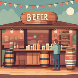 A vintage-style beer sales bar at a music festival