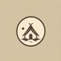 Logo design featuring a detailed, rustic straw hut