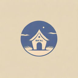 Logo design featuring a detailed, rustic straw hut