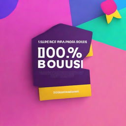 Create an advertisement image featuring bold text that says '100% Signup Bonus, 100% Referral Bonus, 100% Legit'