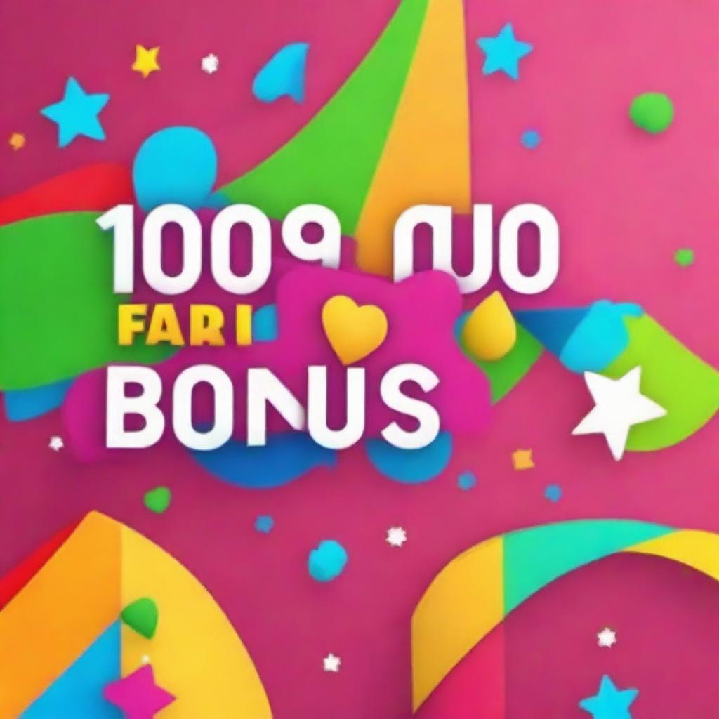 Create an advertisement image with the text '100% signup bonus, 100% referral bonus, 100% legit'