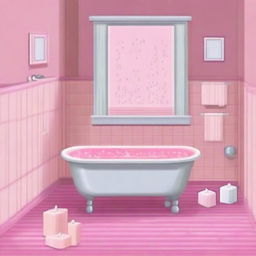 Create a pixel art image of a bathtub filled with so much foam that it spills over the sides