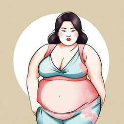 Create an image of a chubby Asian woman