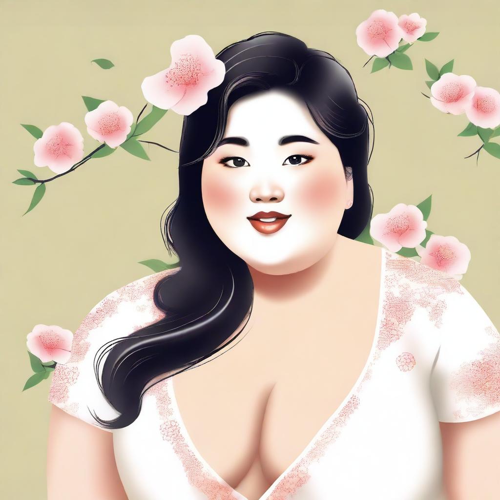 Create an image of a chubby Asian woman