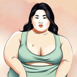 Create an image of a chubby Asian woman