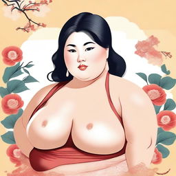 Create an image of a chubby Asian woman