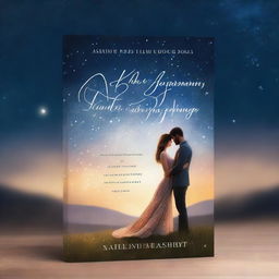 A romantic book cover featuring a couple embracing under a starry night sky