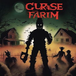 A horror movie poster titled 'Curse of the Haunted Farm