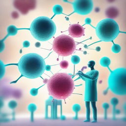 An artistic representation of stem cells being used in integrative medicine