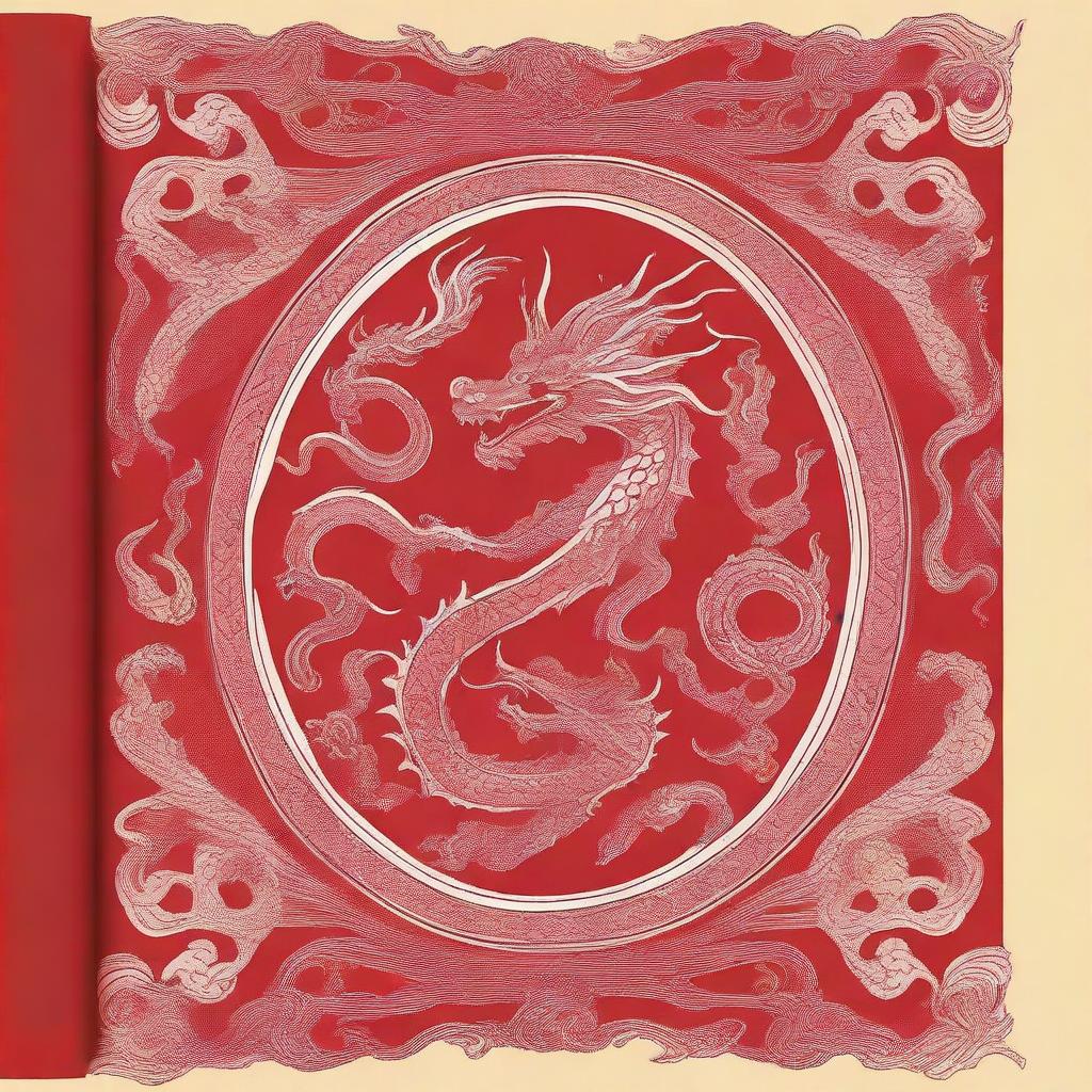 A red book cover featuring hollow dragon shapes