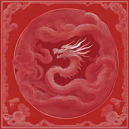 A red book cover featuring hollow dragon shapes