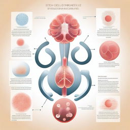 A detailed illustration depicting the concept of stem cells being used in integrative medicine