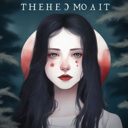 An illustrated book cover sized 512x800 featuring a close-up of a girl with pale white skin and dark long hair