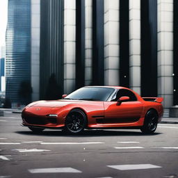 A high-quality image of a Mazda RX-7, showcasing its sleek design and iconic features