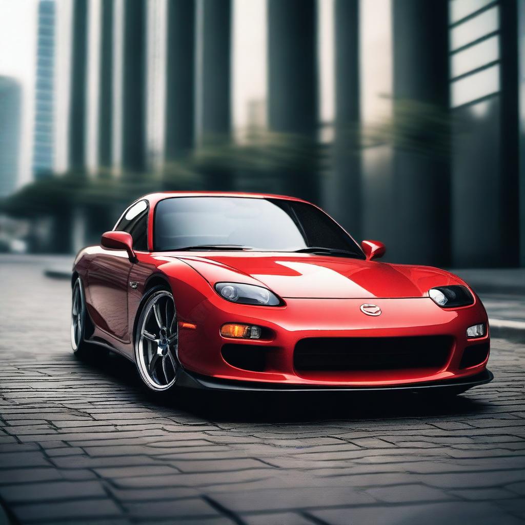 A high-quality image of a Mazda RX-7, showcasing its sleek design and iconic features