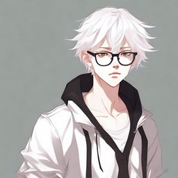 Create an anime boy character with an albino appearance