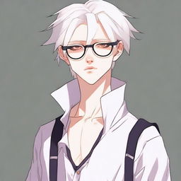 Create an anime boy character with an albino appearance