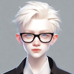 Create a stylized full-height boy character with an albino appearance