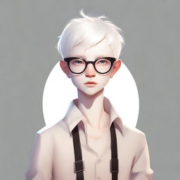 Create a stylized full-height boy character with an albino appearance