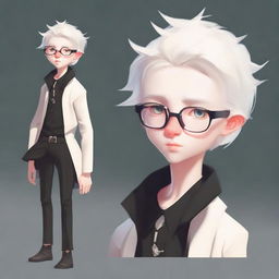 Create a stylized full-height boy character with an albino appearance