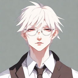 Create a full-height stylized anime boy character with an albino appearance