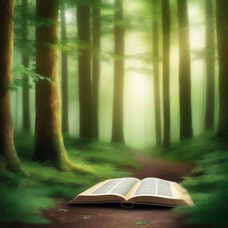 Create a captivating book cover featuring a mysterious forest with a hidden path