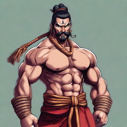 A 2D DnD character portrait resembling a South Indian Kalari fighter version of Ma Dong-seok