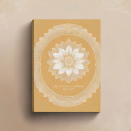 Design a book cover with a serene and minimalist background in shades of white and gold, symbolizing purity and enlightenment