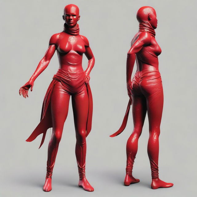 Create an image featuring a character with red skin, based on the reference image provided