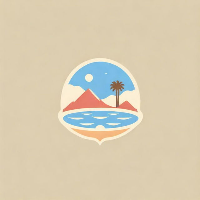 Logo design creatively uniting symbols of desert, swimming pool, and fun