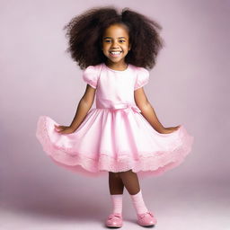 A picture of a little black girl about 7 years old with curly hair that has multiple bows in it