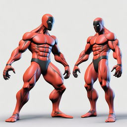 Create an image of a character with red skin and black markings, using the reference image provided as a base