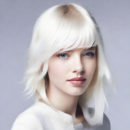 Create an image featuring a person with a small piece of hair that has turned white, while the rest of the image remains untouched